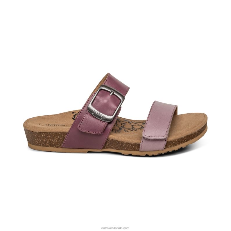 mujer lila Aetrex tobogán ajustable con margaritas 2TB4B224