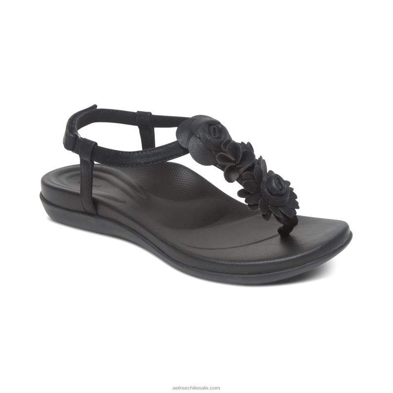mujer negro Aetrex sandalia charli con tiras 2TB4B115