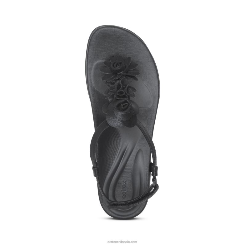 mujer negro Aetrex sandalia charli con tiras 2TB4B115