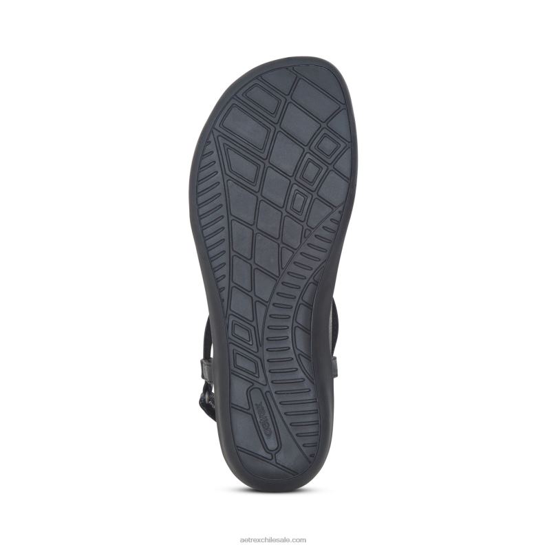mujer negro Aetrex sandalia charli con tiras 2TB4B115