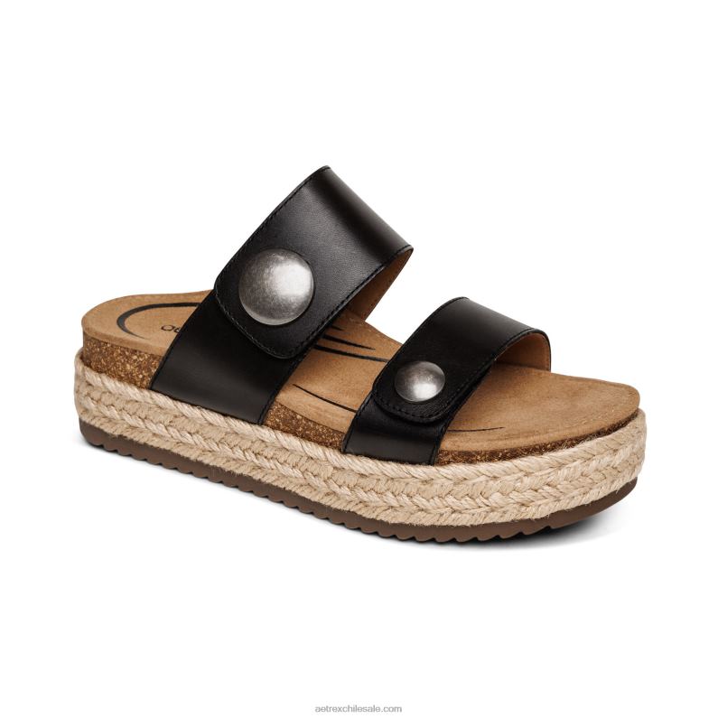 mujer negro Aetrex sandalia con plataforma sofie 2TB4B231