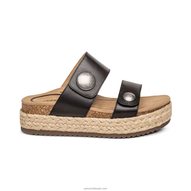 mujer negro Aetrex sandalia con plataforma sofie 2TB4B231