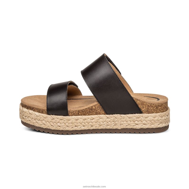 mujer negro Aetrex sandalia con plataforma sofie 2TB4B231