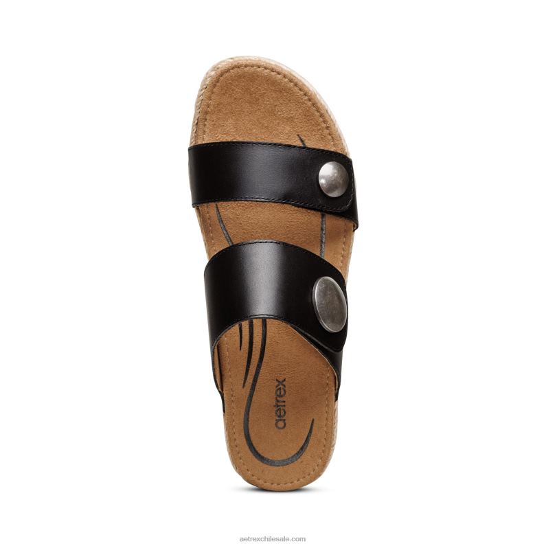 mujer negro Aetrex sandalia con plataforma sofie 2TB4B231