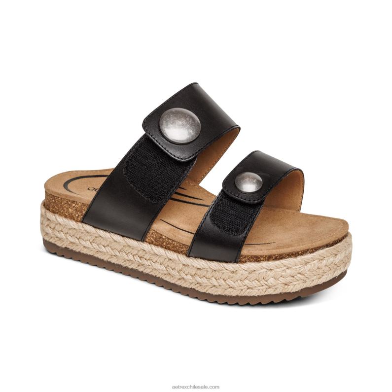 mujer negro Aetrex sandalia con plataforma sofie 2TB4B231