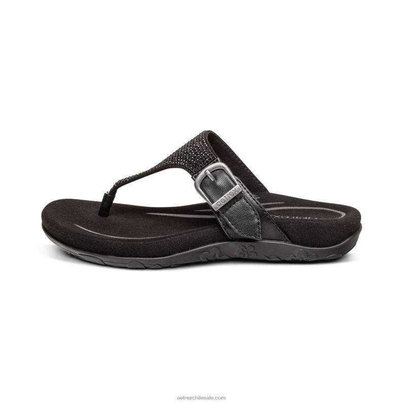 mujer negro Aetrex sandalia con tira ajustable rae 2TB4B236