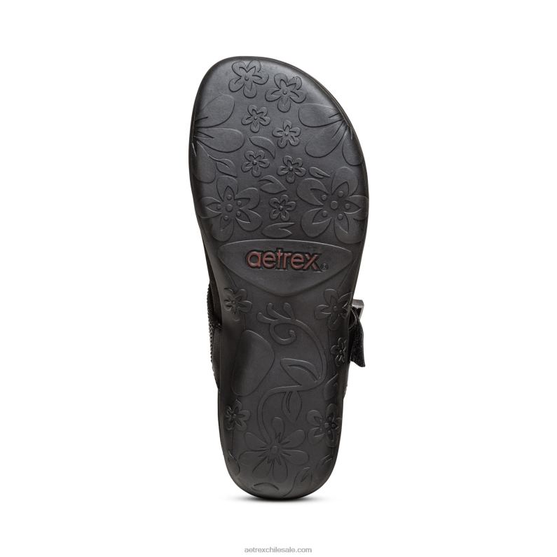 mujer negro Aetrex sandalia con tira ajustable rae 2TB4B236