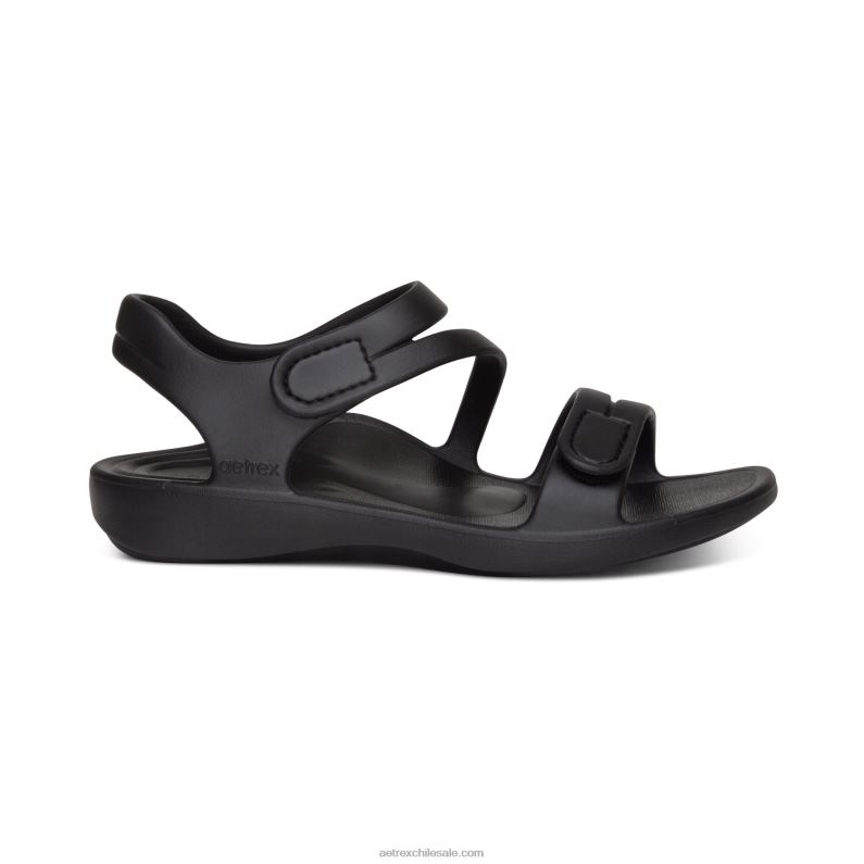 mujer negro Aetrex sandalia deportiva jillian 2TB4B52
