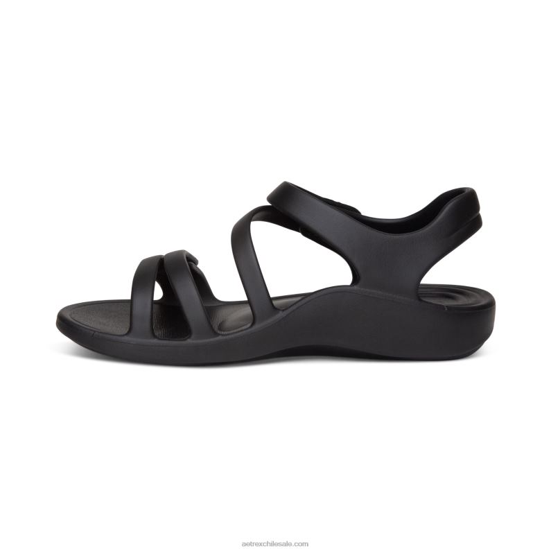 mujer negro Aetrex sandalia deportiva jillian 2TB4B52