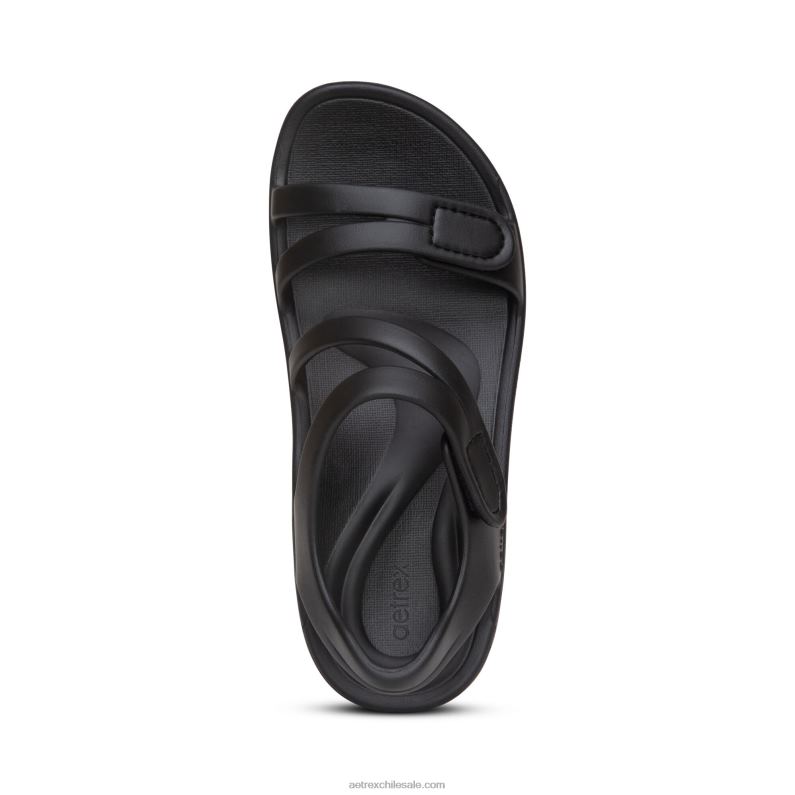 mujer negro Aetrex sandalia deportiva jillian 2TB4B52