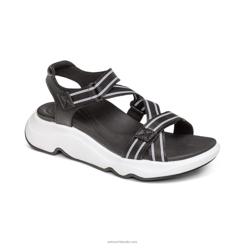 mujer negro Aetrex sandalia deportiva marz ajustable 2TB4B294