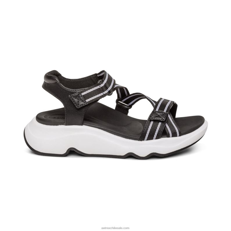 mujer negro Aetrex sandalia deportiva marz ajustable 2TB4B294