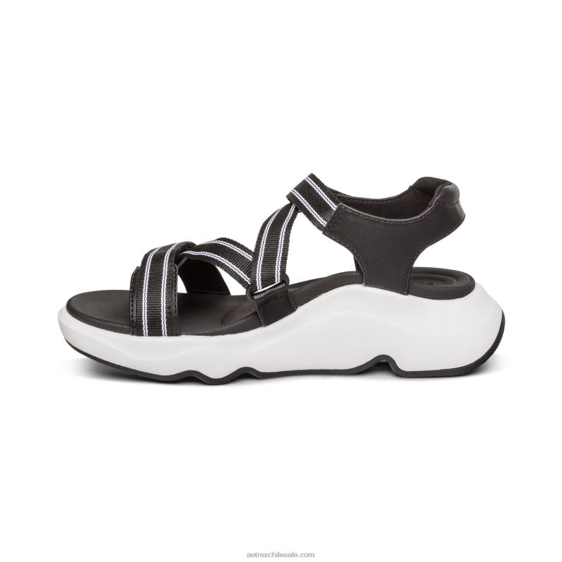 mujer negro Aetrex sandalia deportiva marz ajustable 2TB4B294