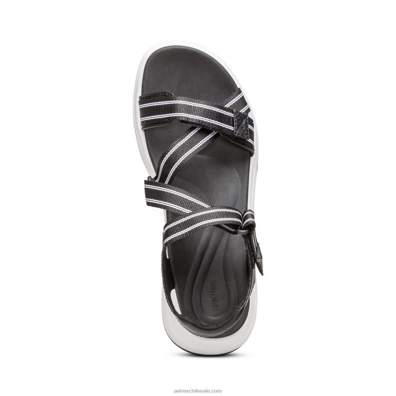 mujer negro Aetrex sandalia deportiva marz ajustable 2TB4B294