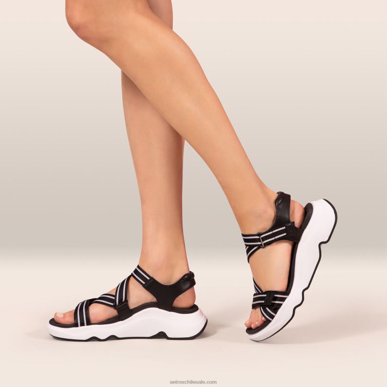 mujer negro Aetrex sandalia deportiva marz ajustable 2TB4B294