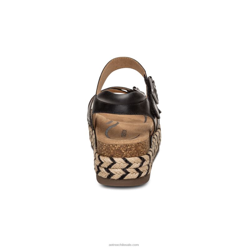 mujer negro Aetrex sandalia paula con plataforma 2TB4B251