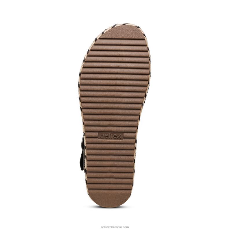 mujer negro Aetrex sandalia paula con plataforma 2TB4B251