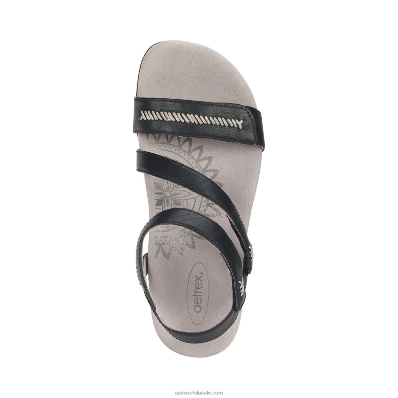 mujer negro Aetrex sandalias Gabby con tiras ajustables 2TB4B10
