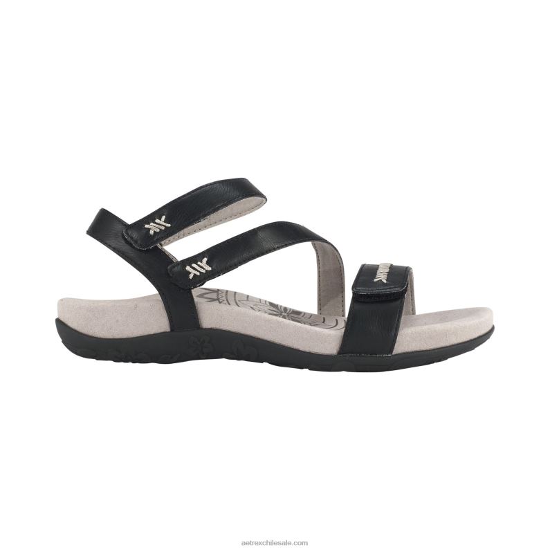 mujer negro Aetrex sandalias Gabby con tiras ajustables 2TB4B10