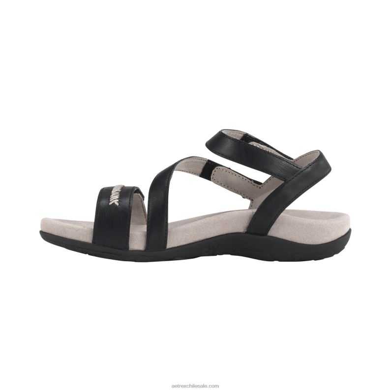 mujer negro Aetrex sandalias Gabby con tiras ajustables 2TB4B10