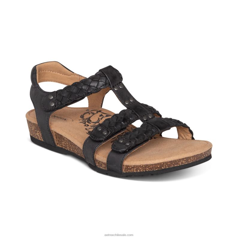mujer negro Aetrex sandalias gladiadoras reese ajustables 2TB4B169