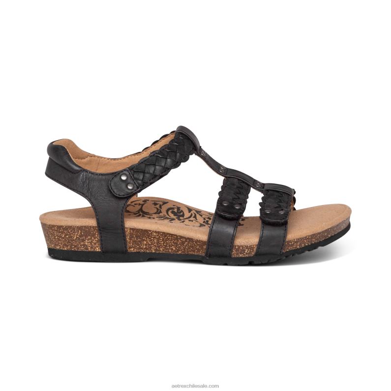 mujer negro Aetrex sandalias gladiadoras reese ajustables 2TB4B169