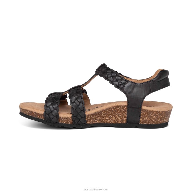 mujer negro Aetrex sandalias gladiadoras reese ajustables 2TB4B169
