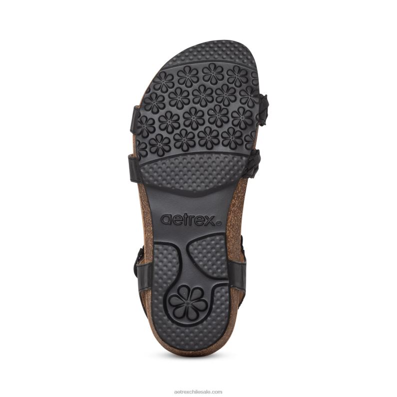 mujer negro Aetrex sandalias gladiadoras reese ajustables 2TB4B169