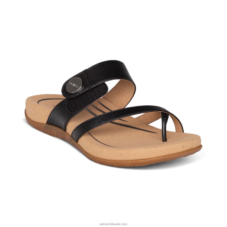 mujer negro Aetrex sandalias izzy ajustables 2TB4B87