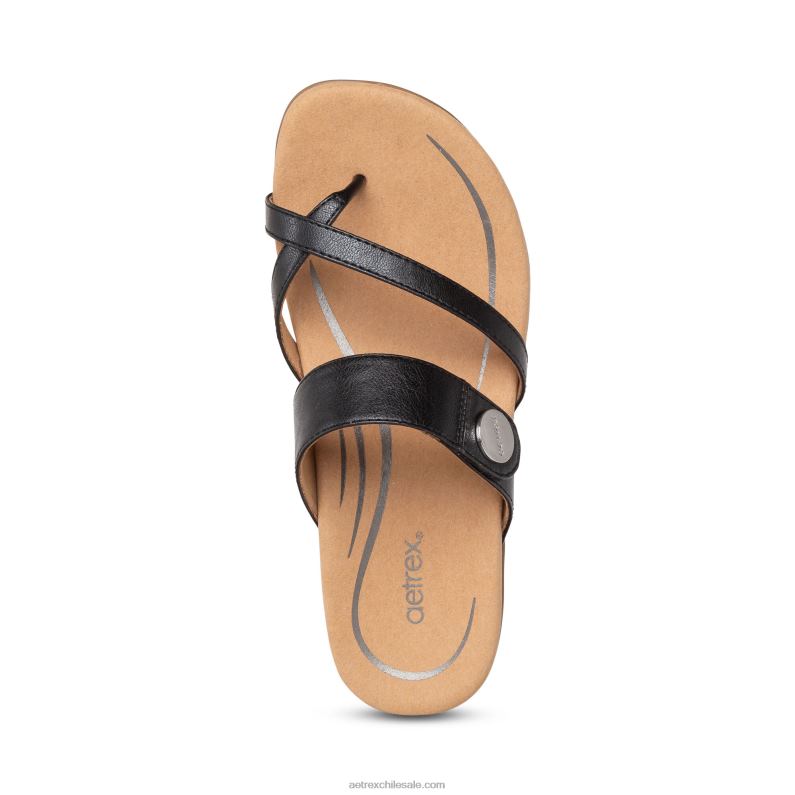 mujer negro Aetrex sandalias izzy ajustables 2TB4B87
