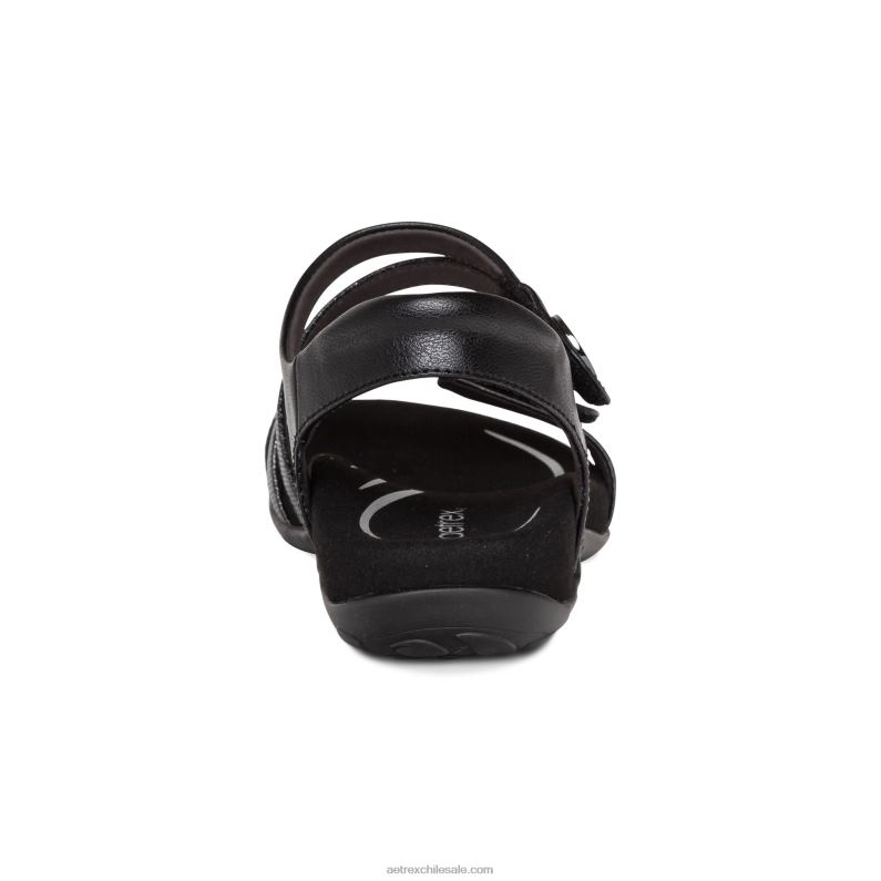 mujer negro Aetrex sandalias jess con tiras ajustables 2TB4B93