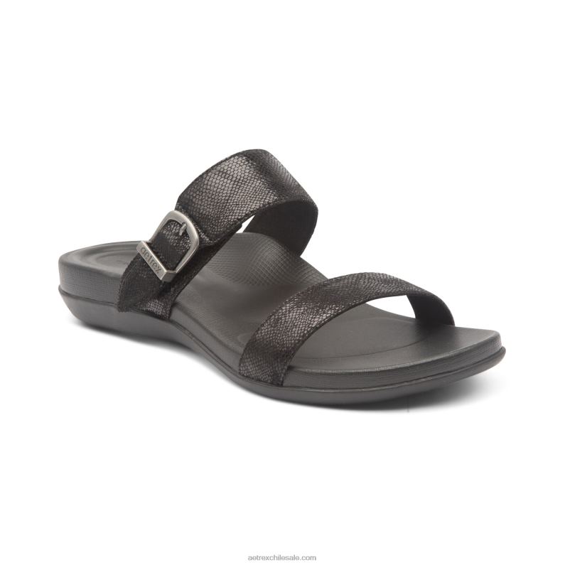 mujer negro Aetrex sandalias mimi con soporte para el arco 2TB4B184