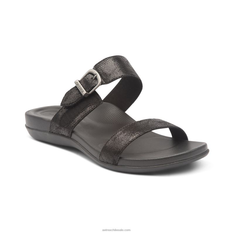 mujer negro Aetrex sandalias mimi con soporte para el arco 2TB4B184