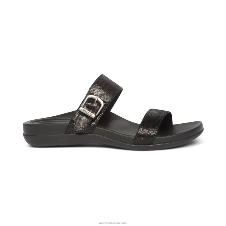 mujer negro Aetrex sandalias mimi con soporte para el arco 2TB4B184