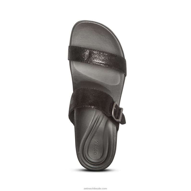 mujer negro Aetrex sandalias mimi con soporte para el arco 2TB4B184