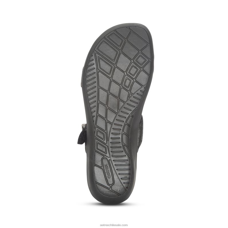 mujer negro Aetrex sandalias mimi con soporte para el arco 2TB4B184