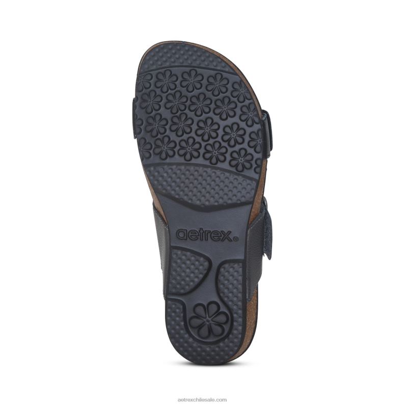 mujer negro Aetrex tobogán ajustable con margaritas 2TB4B66