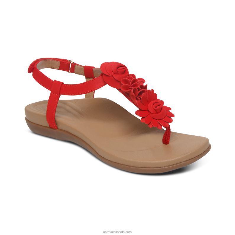mujer rojo Aetrex sandalia charli con tiras 2TB4B136