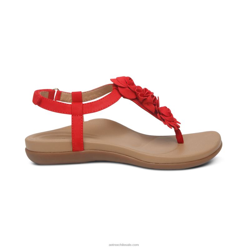 mujer rojo Aetrex sandalia charli con tiras 2TB4B136