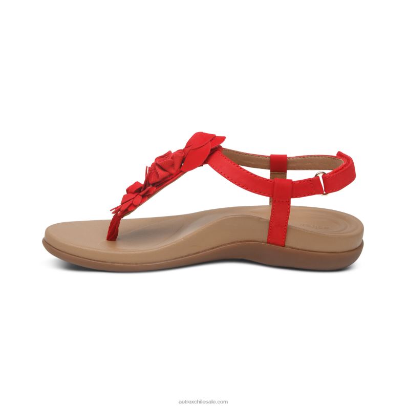mujer rojo Aetrex sandalia charli con tiras 2TB4B136