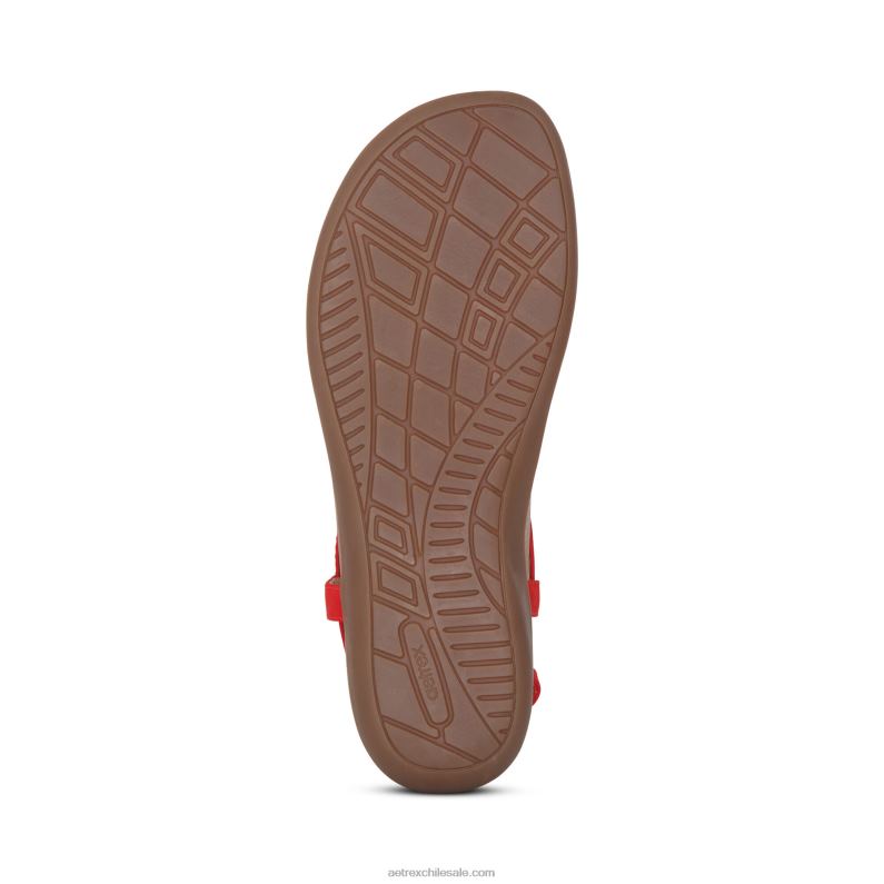 mujer rojo Aetrex sandalia charli con tiras 2TB4B136