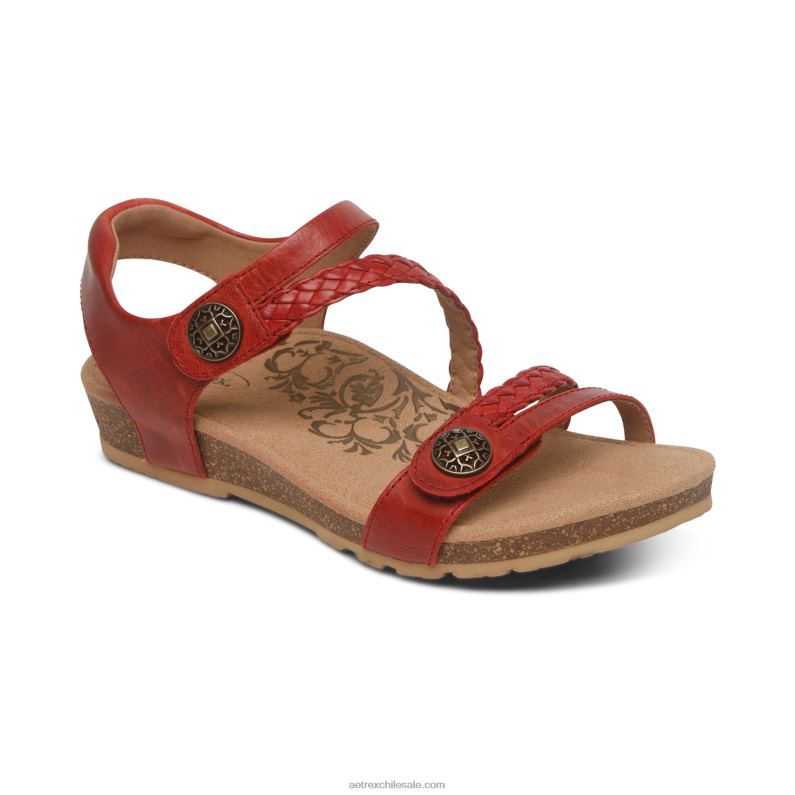 mujer rojo Aetrex sandalias jillian con tiras trenzadas 2TB4B105