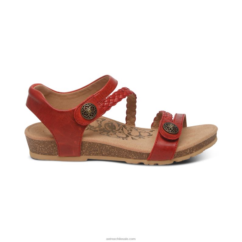 mujer rojo Aetrex sandalias jillian con tiras trenzadas 2TB4B105
