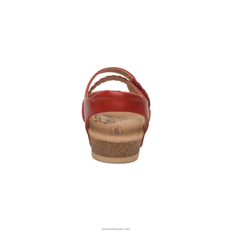mujer rojo Aetrex sandalias jillian con tiras trenzadas 2TB4B105