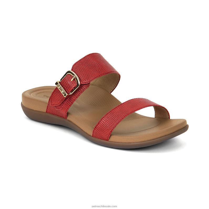 mujer rojo Aetrex sandalias mimi con soporte para el arco 2TB4B67