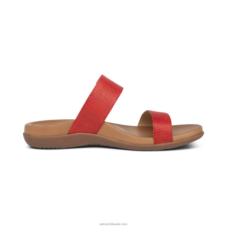 mujer rojo Aetrex sandalias mimi con soporte para el arco 2TB4B67