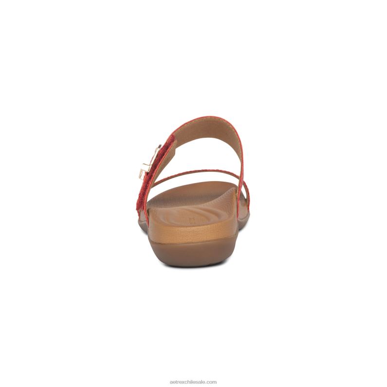 mujer rojo Aetrex sandalias mimi con soporte para el arco 2TB4B67