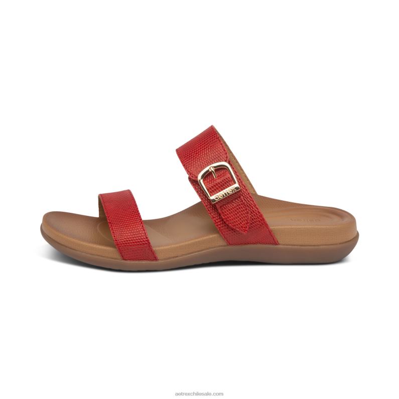mujer rojo Aetrex sandalias mimi con soporte para el arco 2TB4B67