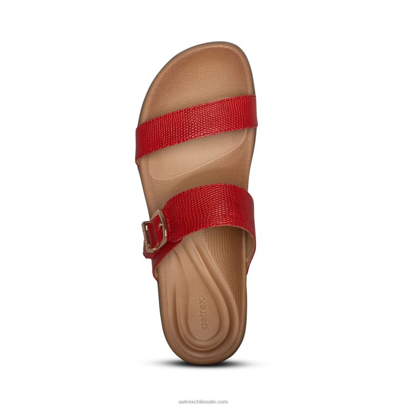 mujer rojo Aetrex sandalias mimi con soporte para el arco 2TB4B67