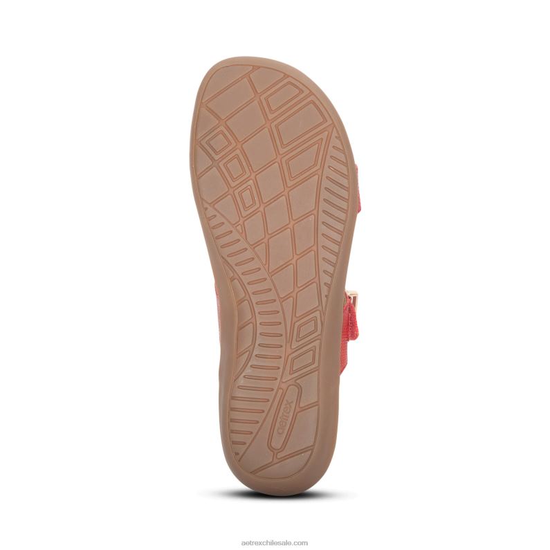 mujer rojo Aetrex sandalias mimi con soporte para el arco 2TB4B67